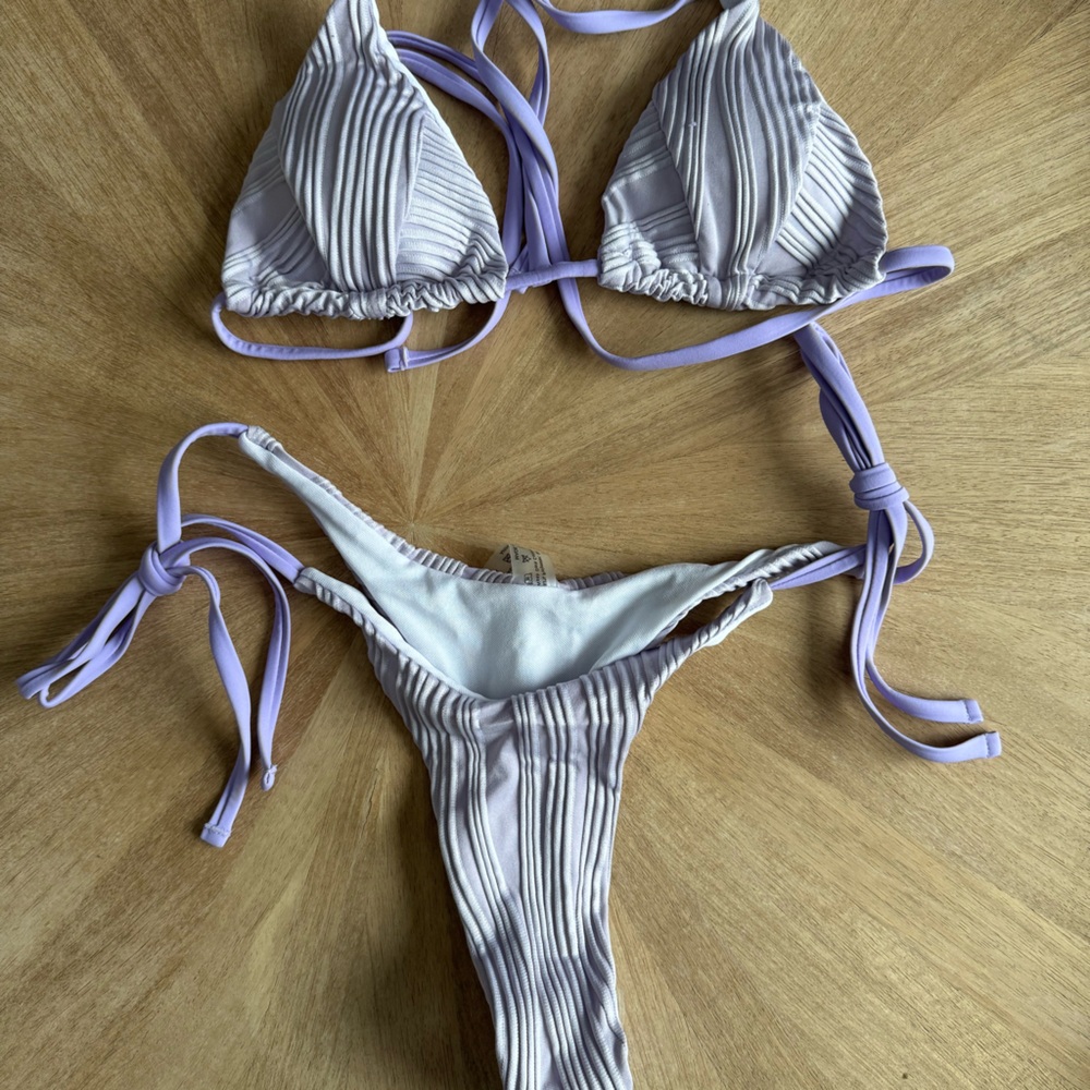 Striped Purple Bikini Set